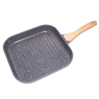 China Sustainable Die Cast Aluminum Steak Pot Breakfast Square Frying Barbecue Frying Grill Pan for sale