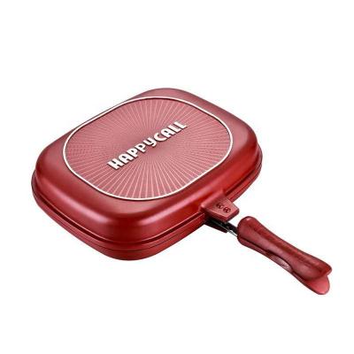 China Durable Nonstick Cast Aluminum Reversible Square Die Happycall Nonstick Double Sided Pan Grill for sale