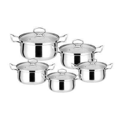 China Sustainable 10 PCS 410 Stainless Steel Stick Kitchen Non Cooking Ware Soup Pots Cookware Set for sale