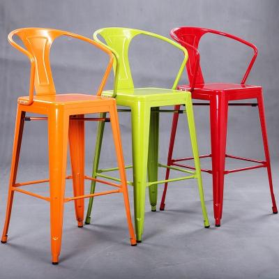 China Cooling China Wholesale wood seat metal chair wood seat bar chair with back Sillas de metal bar chair for sale