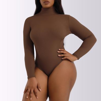 China Anti-Bacterial Wholesale Long Sleeve Seamless Thong Shapewear Bodysuits For Women Body Shaper for sale