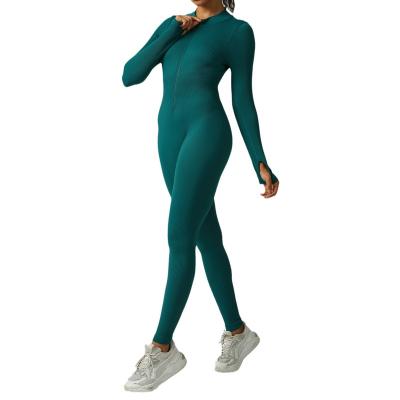 China Anti-Bacterial Custom Logo Basic Seamless Women Yoga Sports one Piece body shaper Jumpsuit Causal Comfort Active Fitness Bodysuit with zip for sale