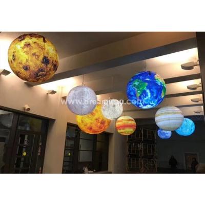 China Solar System Space Theme Party Decoration Inflatable Planet, Earth Moon Nine Inflatable Planets Hanging Led Model for sale