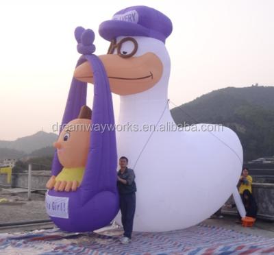 China Oxford Cloth 2020 Best Hot Selling Giant Inflatable Stork, Baby And Stork For Advertising for sale