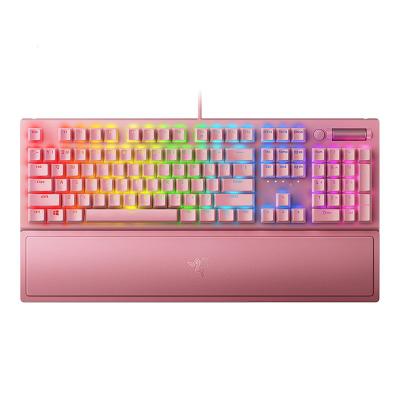 China 2021 New Arrival Multifunctional Razer BlackWidow V3 Tenkeyless Anti-ghosting RGB Quartz USB Mechanical Pink Wired Keyboards for sale