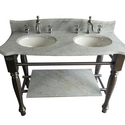 China Italy Carrara Modern Natural White Marble Vanity Tops , Bathroom Vanity Tops For Hotel for sale