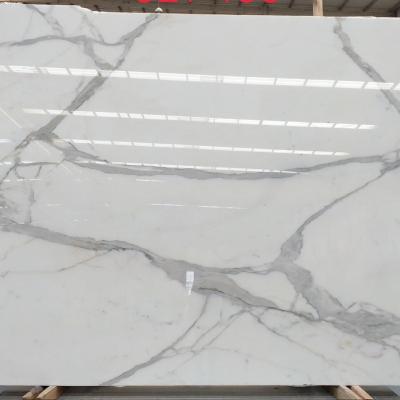 China Italy Calacatta Modern White Marble Slab And Tiles For Hotel Flooring for sale