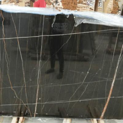 China Factory Price Modern Black Marble With Gold Vein St Laurent Noir Marble Slabs For Wall Floor Tiles for sale