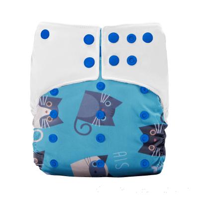 China LazyRabbit Reusable Waterproof Square Tag Printed Leg Gusset Sleeve Pocket Double All-in-Two Baby Cloth Diaper for sale