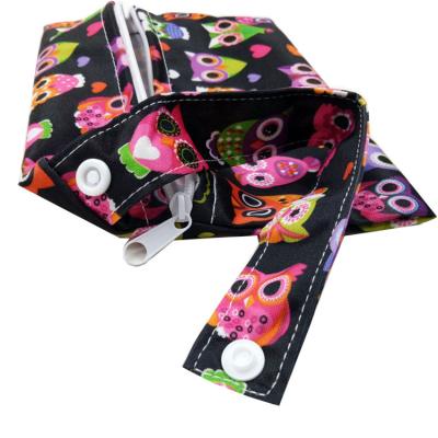 China Waterproof Reusable Wet PUL Zipper Water Resistant Cloth Color Mini Printed Sanitary Bag for sale