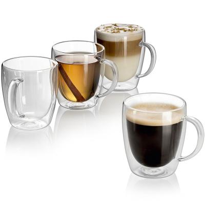 China Double Wall Glass Coffee Viable Tea Cups Mugs Drinking Glasses Mug for sale