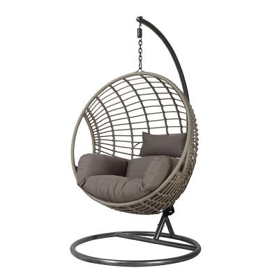 China Eco-friendly Cheap Indoor Outdoor Patio Wicker Rattan Price Egg Swing Hanging Chair With Metal Stand for sale