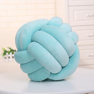 China Sustainable INS 3 Strands Hand Braided Knot Cushion Soft Baby Velvet Knot Pillow for sale