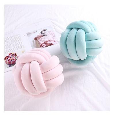 China Sustainably INS Hot Selling 3 Tube Knot Ball Pillows Cute Colorful Velvet Knot Pillow for sale