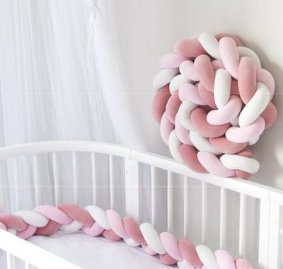 China Sustainable 3 Tube Hand - Woven Nursery Crib Colorful Knot Pillow Cushion Bumper Protector For Baby for sale