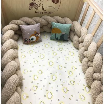 China Long Pillow Viable Nursing Knot Rest Popular Imitate Teddy Velvet Baby Crib Bumper for Newborn (4-tubes) for sale