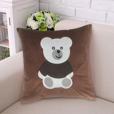 China Viable Cute Bear Pillow Velvet Design Decorative Throw Sofa Cushion Pillow Case Cover for sale