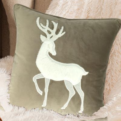 China Popular Viable Throw Sofa Cushion Pillow Case Cover Christmas Design Velvet Embroidery for sale