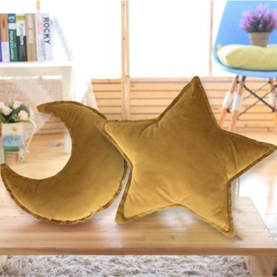 China Custom Viable Soft Heart Crown Velvet Moon Star Shaped Pillows For Kids Gifts for sale