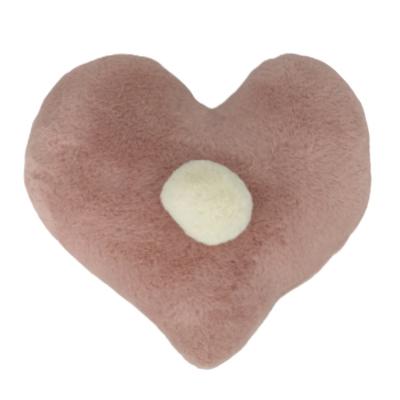 China Viable Fluffy Wholesale Faux Fur Rabbit Soft Heart Pillows Heart Pillow for Kids Gift and Home Decoration for sale