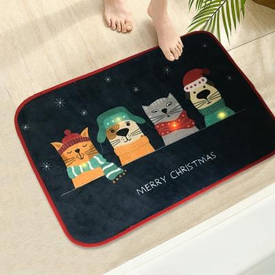 China Non-Slip Custom Anti-Slip Flannel Mat Wholesale Christmas Mats Led Mats for sale