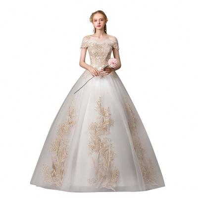 China 2021 New Sheer White Embroidery Lace Wedding Dress MOQ 1 Prom Dress Anti-static Bridesmaid Dress for sale