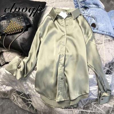 China High street elegant silk shirt long sleeve fashion anti-pilling 2021 hot sale women satin shirt women for sale