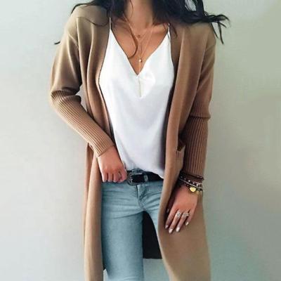 China Lady 2021 Breathable Pocket Autumn Knitwear Women Loose Long Cardigan Sweater for sale