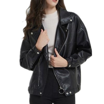 China 2021 Viable High Quality Girls Lapel PU Leather Jacket Women's Jacket for sale