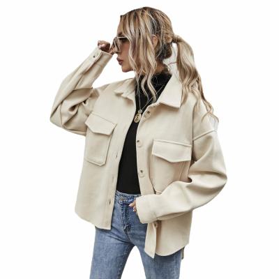 China 2021 Anti-wrinkle Fashion Wool Lapel Button Women's Coat for sale