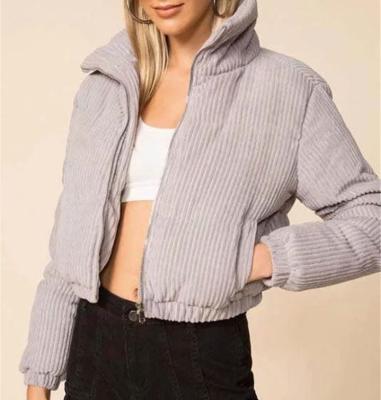 China 2021 Stand Collar Crop Corduroy Blast Viable Casual Jacket Women's Jacket And Coat for sale