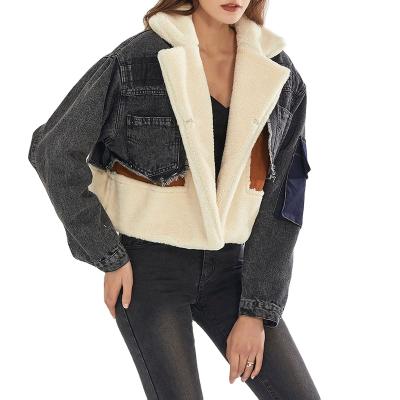 China 2021 Women's Fashion Jacket Suede Denim Jacket Women's Sherpa Breathable Jacket for sale