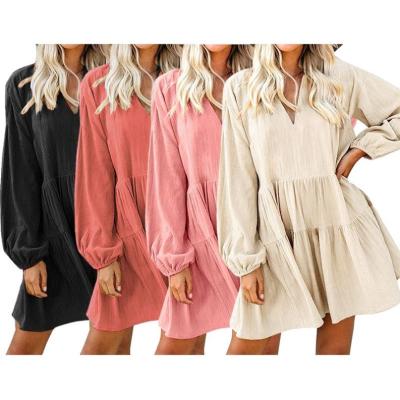 China 2021 Pink Women's Clothing Midi Chiffon Mini Dress Women's Elegant Mini Dress Anti-Static Sleeve Casual Dresses Long With Pockets for sale