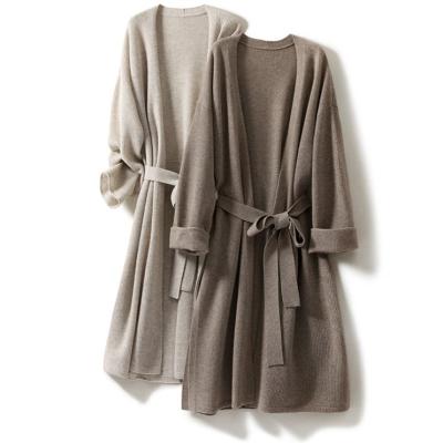 China 2021 Breathable Knitted Cashmere Coat Sheer Cashmere Cardigan Sweater Long Dress for sale