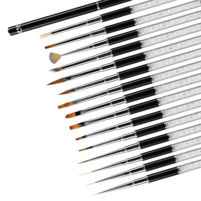 China Custom Logo 15 Different Kinds Handle Acrylic Nail Manicure Tools Nylon Cosmetic Brush Nail Art Makeup Brush Synthesis Kolinsky for sale