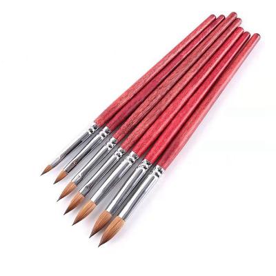 China Custom pure kolinsky brush cut pen rosewood post crystal pen 2#~16# logo nail art makeup 100% NAIL for sale