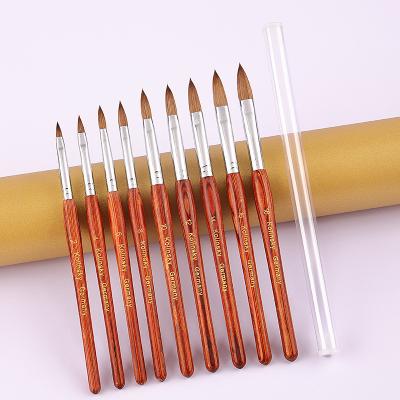 China Custom kolinsky brush cut pen rosewood post crystal pen NAIL logo 2#~18# nail art makeup makeup pen for sale