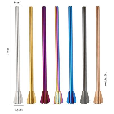 China Stainless Steel 9x230mm Reusable Viable Straw Cocktail Mixing Stirrer Straw for sale