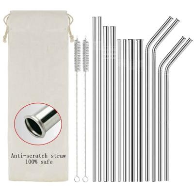 China Viable Metal Straw Set Anti-scratch Stainless Steel Straws Reusablel 8.5