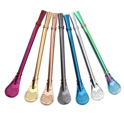 China Bombilla Viable Argentina Yerba Mate Spoon Straw 15.8cm Colored Detachable Straw for sale