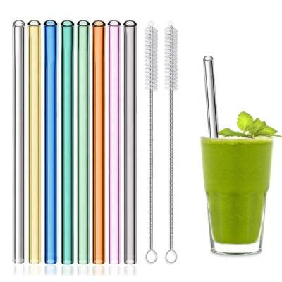 China Sustainable Straw Drinking Reusable Straws High Quality Borosilicate Straight Colored Glass High Quality 8mm Eco Friendly for sale