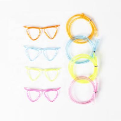 China Silly Fun Crazy Party Straw Glasses Triangle Frame Eyeglasses Stocked Plastic Straws for sale