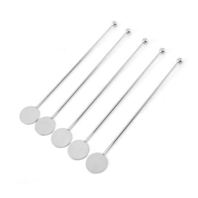 China Stainless Steel Viable Stirrer Cocktail Pad 18cm Round Shaker Mixing Twisted Stirrer Swizzle Stick for sale