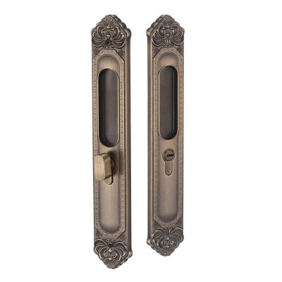 China Metal and Wood Sliding Doors Cylinder Pin Door Lock Vintage Mortise Solid Brass Lock Set Sliding Door Locks for Wooden Doors for sale