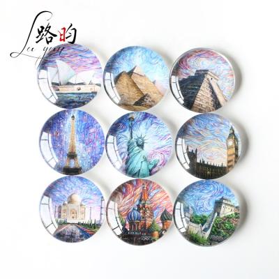 China Shape Cheap Wholesale Custom Clear 3d Round Crystal GlassDome Fridge Magnet For Keepsake Gift for sale