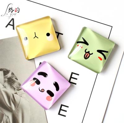 China Shape Square Crystal Rubber Small Fridge Magnet Emoje Smiley Face Refrigerator Fridge Magnets Wholesale 50mm Souvenir for sale