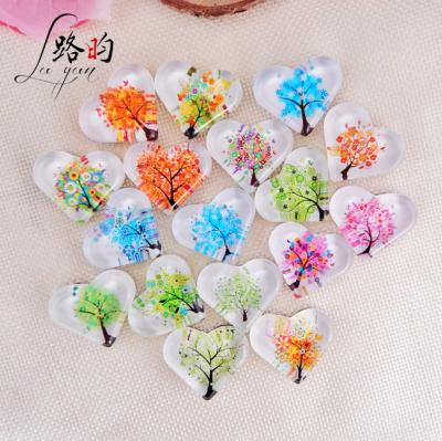 China Shape Heart Wholesale Flat Double Tree Of LIFE-Nature Glass Gift Fridge Crystal Magnets for sale