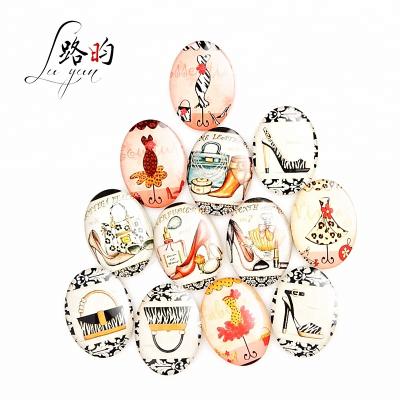 China Shape Wholesale 30*40mm Oval Cheap High Heel 3d Model Glass Vienna Fridge Magnet for sale