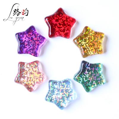 China Shape Custom Wholesale 3D Star Magnetic Glitter Paper Five-pointed Biplane Fridge 30mm Glitter Fridge Glass Fridge Magnet for sale