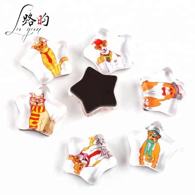 China Shape Star Shaped Dog Cat Malta Glass Fridge Magnet Sticker Wholesale Custom Kitchen for sale